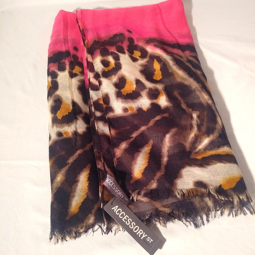 NWT Accessory St. Large Scarf Pink & Zebra